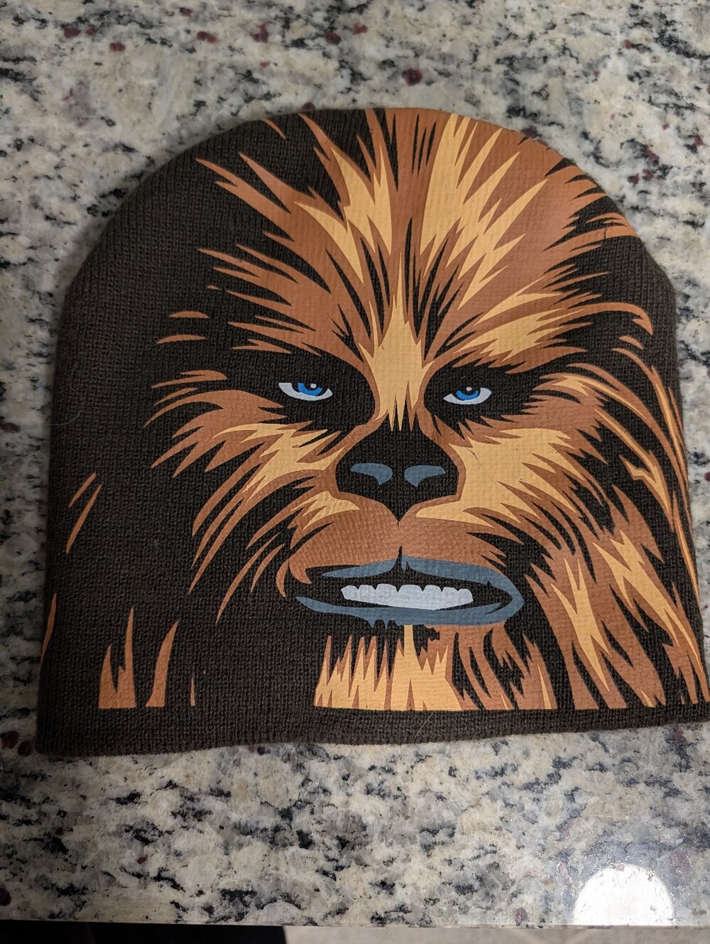 Star Wars Chewbacca Face Graphic Knit Beanie Hat Brown Winter Cap OS NWOT